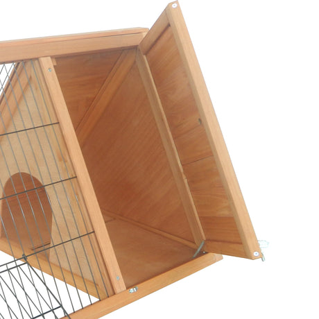 Wooden Rabbit Cage Small Animal Hutch w/ Outside Area - Yellow, PawHut,