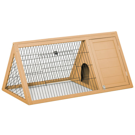Wooden Rabbit Cage Small Animal Hutch w/ Outside Area - Yellow, PawHut,