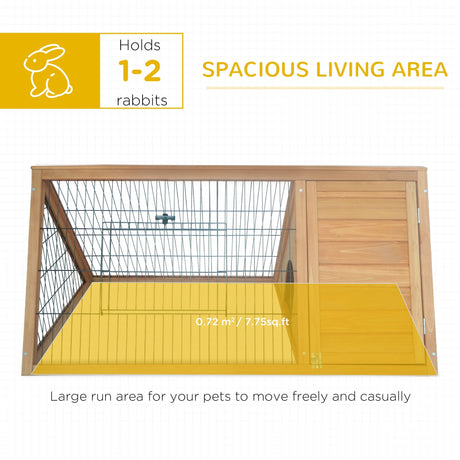 Wooden Rabbit Cage Small Animal Hutch w/ Outside Area - Yellow, PawHut,