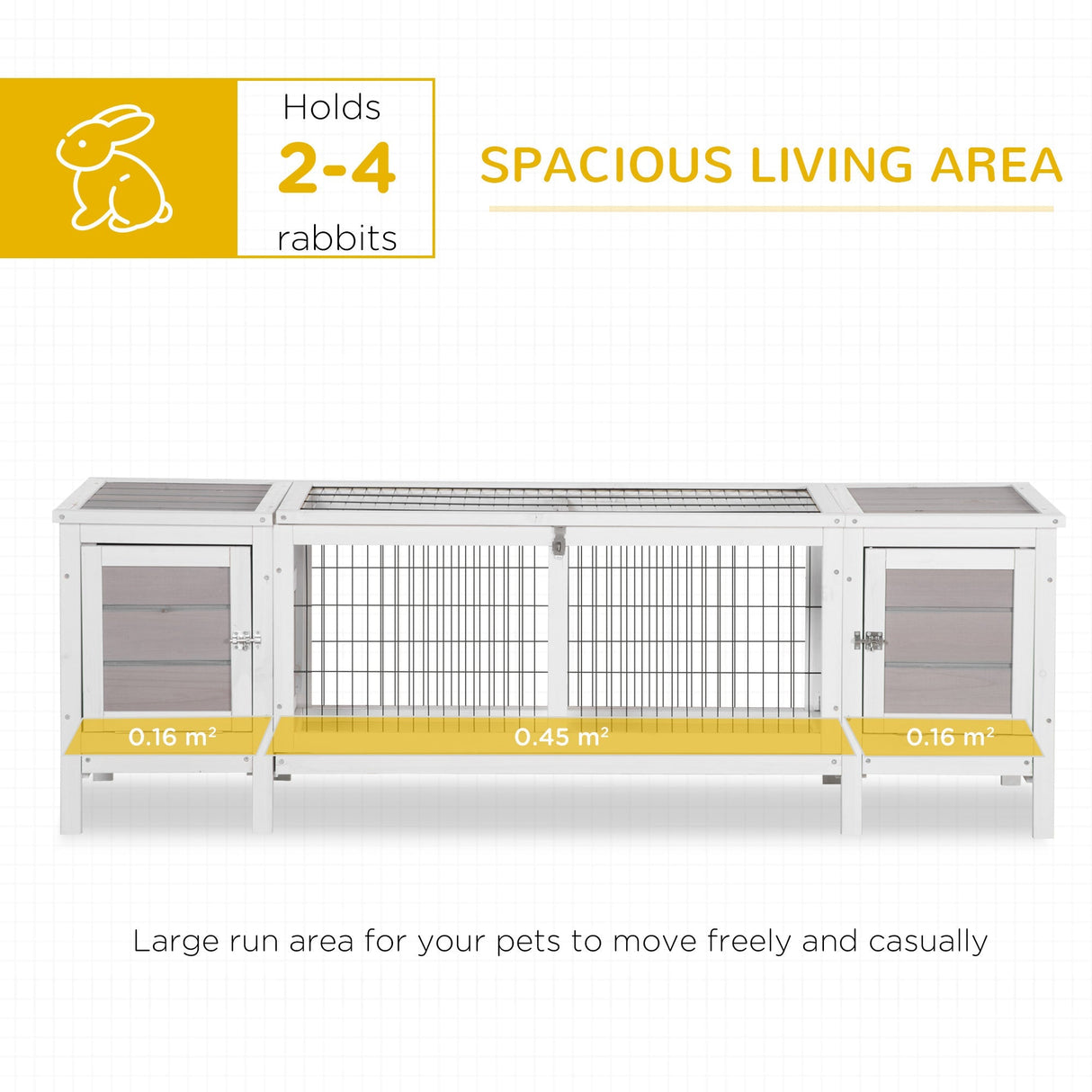 Wooden Rabbit Hutch, Guinea Pig Cage, Separable Bunny Run, Small Animal House for Indoor with Slide-out Tray, 161 x 50.5 x 53.3cm, Grey, PawHut,