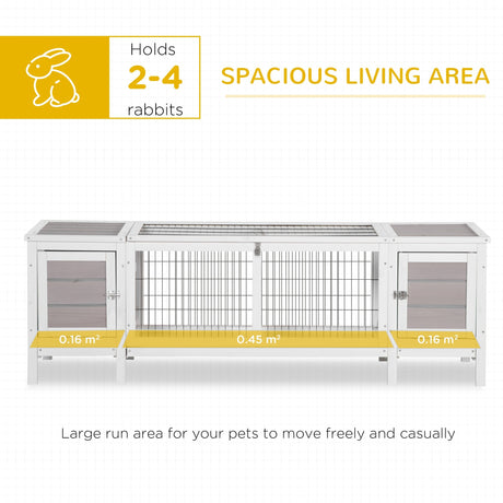 Wooden Rabbit Hutch, Guinea Pig Cage, Separable Bunny Run, Small Animal House for Indoor with Slide-out Tray, 161 x 50.5 x 53.3cm, Grey, PawHut,