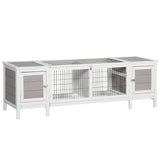 Wooden Rabbit Hutch, Guinea Pig Cage, Separable Bunny Run, Small Animal House for Indoor with Slide-out Tray, 161 x 50.5 x 53.3cm, Grey, PawHut,