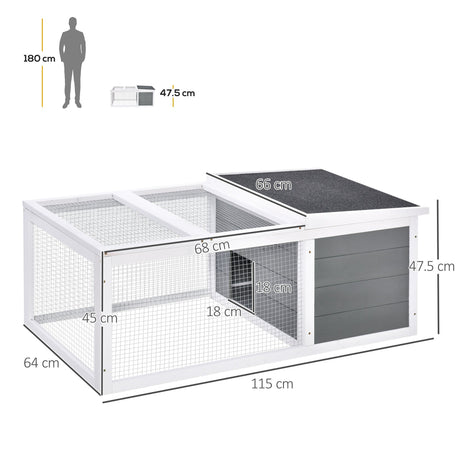 Wooden Rabbit Hutch Guinea Pig Small Animal Cage Rabbit Run Duck House Asphalt roof Indoor Outdoor 115 x 66 x 47.5 cm, PawHut,