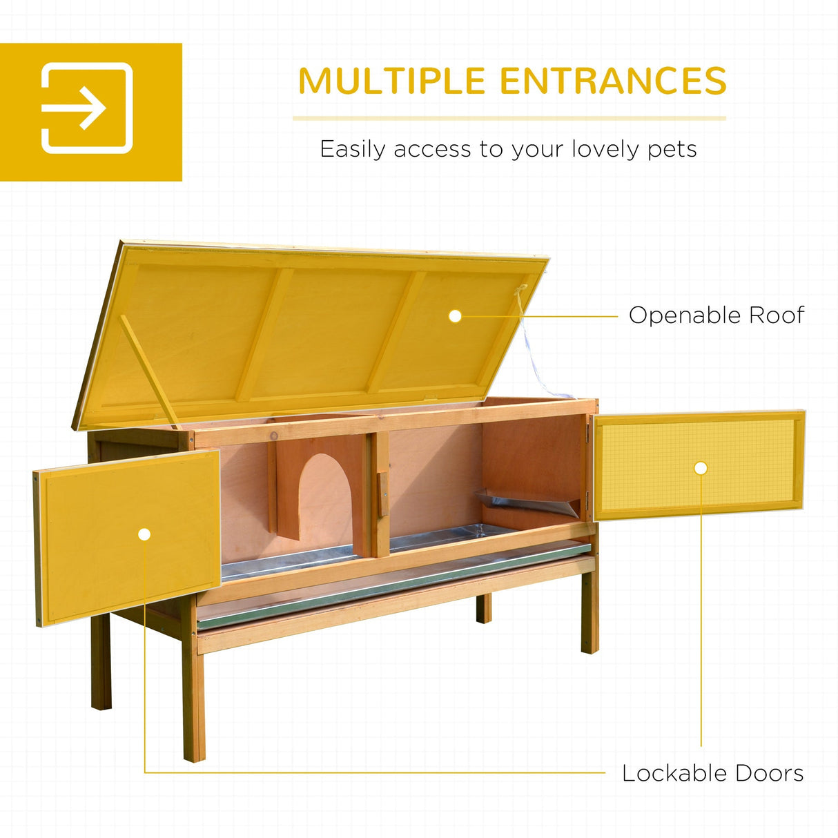 Wooden Rabbit Hutch Guinea Pigs House Outdoor Small Animal Bunny Cage w/ Hinged Top Slide out Tray 115 x 44.3 x 65 cm, PawHut,