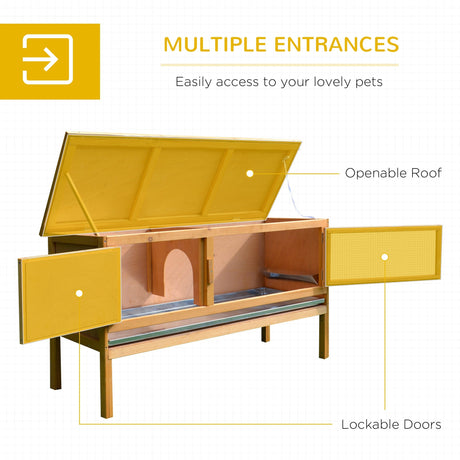 Wooden Rabbit Hutch Guinea Pigs House Outdoor Small Animal Bunny Cage w/ Hinged Top Slide out Tray 115 x 44.3 x 65 cm, PawHut,