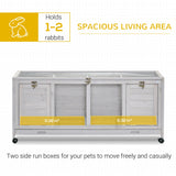 Wooden Rabbit Hutch, Mobile Guinea Pig Cage, Separable Bunny Run, Small Animal House for Indoor Outdoor with Wheels, Slide-out Tray, 138 x 53 x 61cm, Light Grey, PawHut,