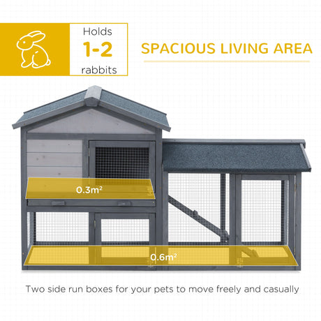 Wooden Rabbit Hutch Outdoor, Double Tier Guinea Pig Hutch, Small Animal House Water-Resistant Roof Ramp 147 x 54 x 84 cm, PawHut,