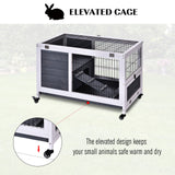 Wooden Rabbit Hutch Portable Indoor Guinea Pigs House Bunny Small Animal Cage Openable Roof Enclosed Run 90 x 53 x 59 cm, PawHut,