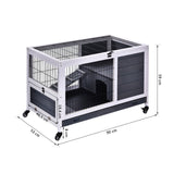 Wooden Rabbit Hutch Portable Indoor Guinea Pigs House Bunny Small Animal Cage Openable Roof Enclosed Run 90 x 53 x 59 cm, PawHut,