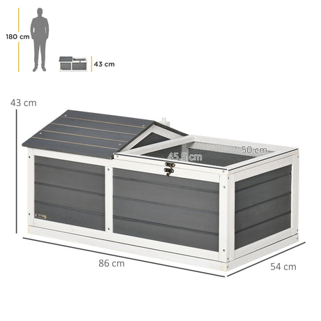 Wooden Tortoise House, Small Pet Reptile Shelter, with Hide Den and Run - Grey, PawHut,