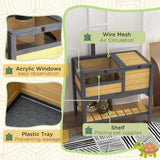 Wooden Tortoise House, with Shelter, Run, Shelf, Lamp Holder, Tray, PawHut,